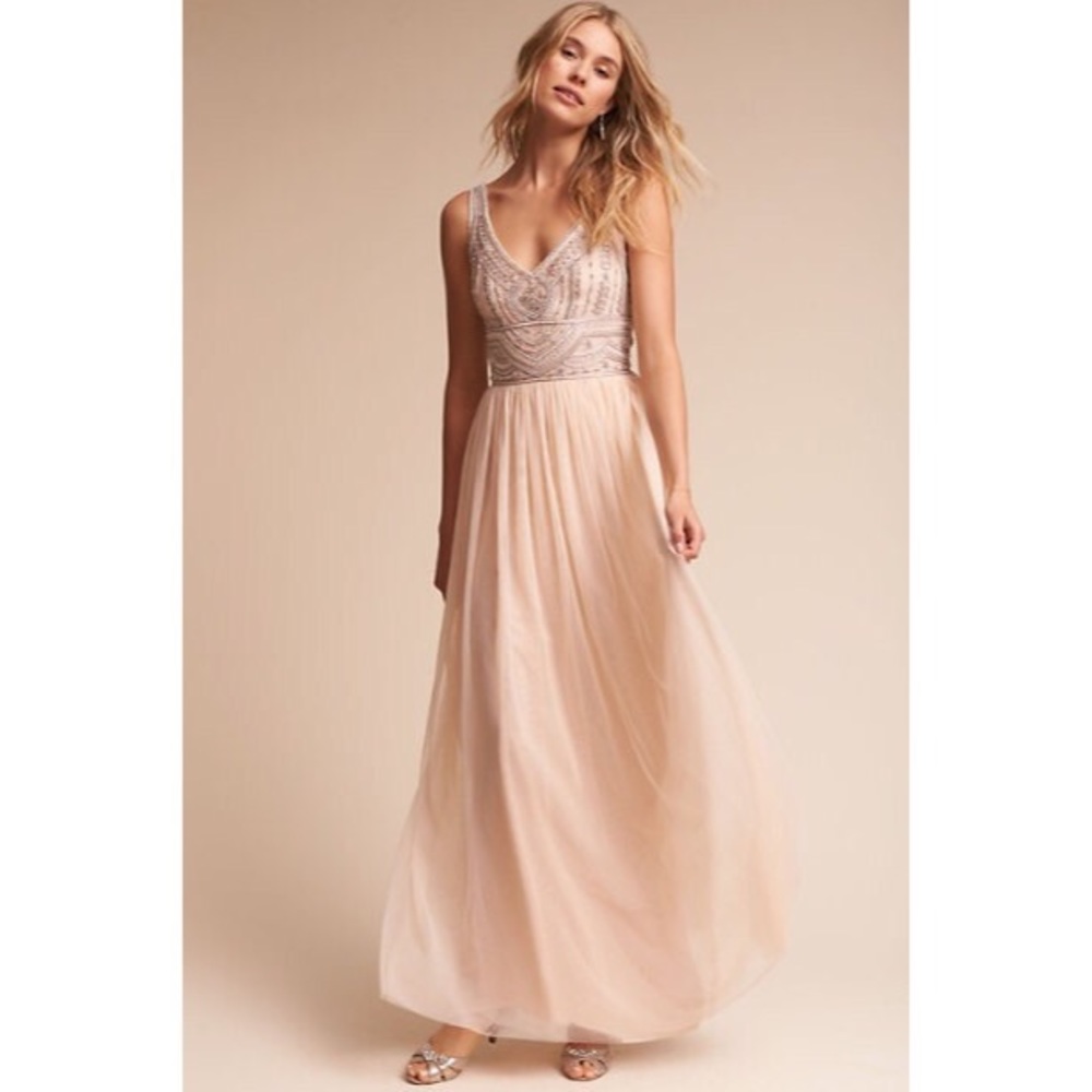Anthropology BHLDN Sterling Dress color oyster